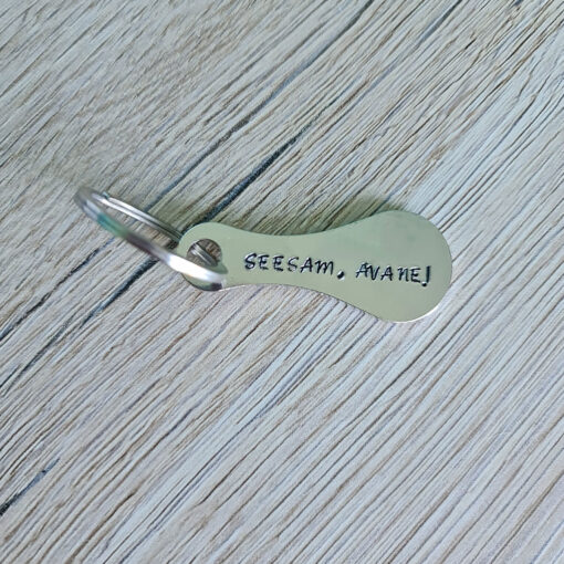 Alternative view of Key fob with message to open the shopping trolley