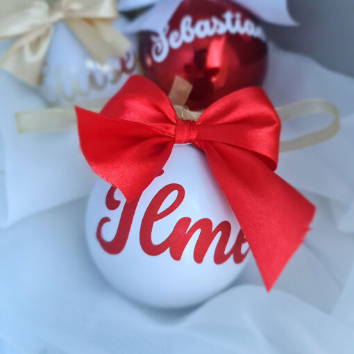 Alternative view of White Christmas tree with name