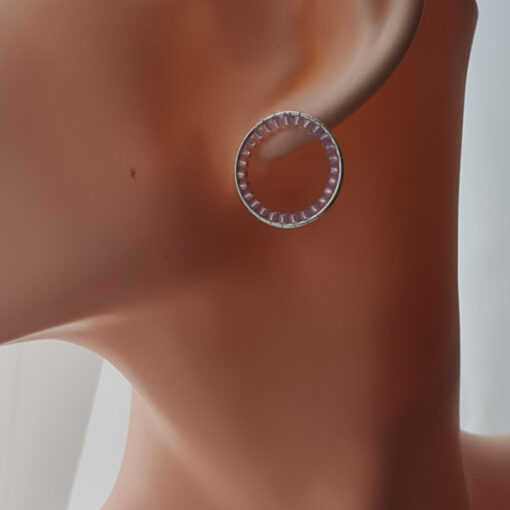 Alternative view of Round earrings - light pink
