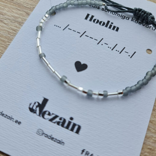 Alternative view of Morsekoodiga käevõru 2.0 "HOOLIN" - hall/hõbe