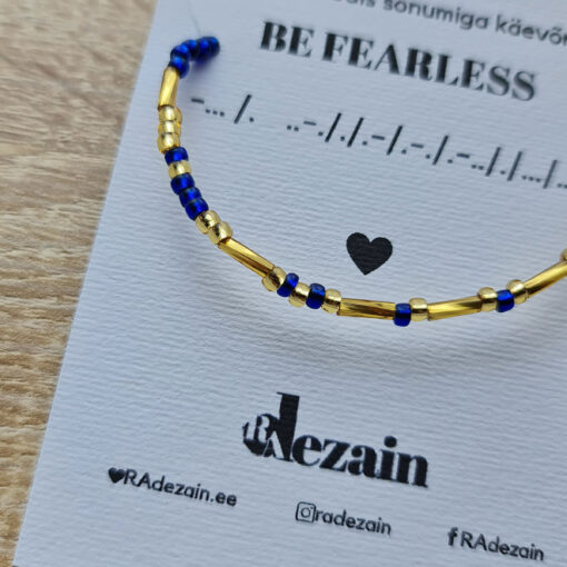 Alternative view of Morsekoodiga käevõru 2.0 "BE FEARLESS" - Sinine/kuldne